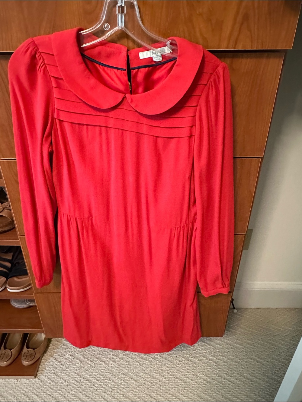 Biden- Red Long-Sleeve Peter Pan Collar Dress - Classic Women's Style